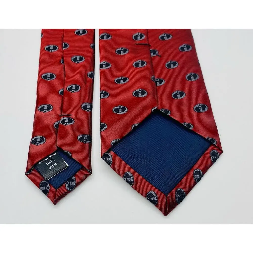 Disney Pixar The Incredibles Logo Red Men's 100% Silk Tie, All Over Print